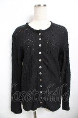 powder / 透かしカーディガン F 黒 Y-25-11-30-127-LO-TO-SZ-ZY