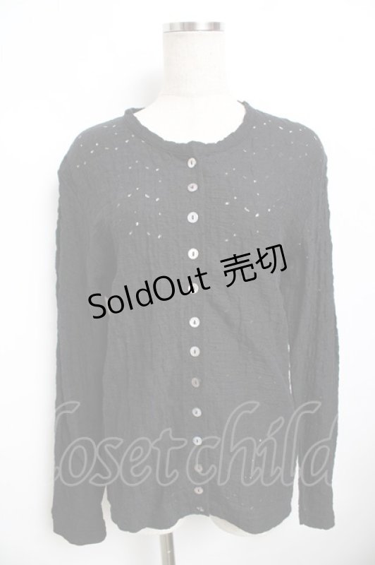 画像1: powder / 透かしカーディガン F 黒 Y-25-11-30-127-LO-TO-SZ-ZT611 (1)