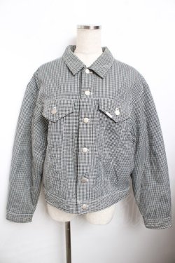 画像1: powder / ギンガム柄ナイロンジャケット F 黒 Y-25-11-30-130-LO-JA-SZ-ZY