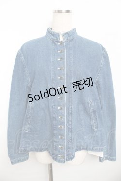 画像1: powder / スタンドカラーデニムジャケット F ブルー Y-25-11-30-131-LO-JA-SZ-ZY