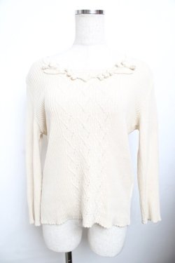 画像1: INGEBORG / モチーフ使いテレコニットソー F 生成り Y-25-11-30-135-LO-TO-SZ-ZY