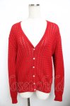 画像1: PINK HOUSE / 透かしニットカーディガン F 赤 Y-25-11-30-144-LO-TO-SZ-ZT616 (1)