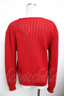 画像2: PINK HOUSE / 透かしニットカーディガン F 赤 Y-25-11-30-144-LO-TO-SZ-ZY