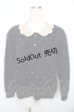画像1: PINK HOUSE / パール衿アンゴラカーディガン F 黒 Y-25-11-30-148-LO-TO-SZ-ZY