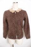 画像1: PINK HOUSE / パール衿アンゴラカーディガン F ブラウン Y-25-11-30-149-LO-TO-SZ-ZT614 (1)