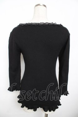 画像2: PINK HOUSE / お花モチーフリブトップス F 黒 Y-25-11-30-155-LO-TO-SZ-ZY