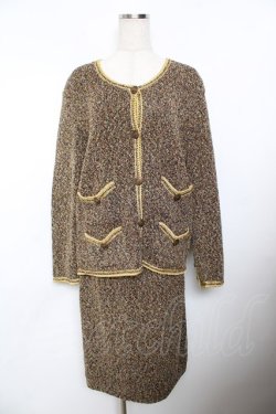 画像1: INGEBORG / ラメ混ミックスツイードセットアップ F ブラウン×ゴールド Y-25-11-30-156-LO-JA-SZ-ZY