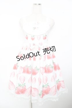 画像1: Baby Cat Dress / いちごジャンパースカート M 白 Y-25-11-30-157-LO-OP-SZ-ZY