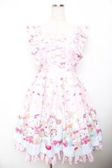 axes femme kawaii / ダイナーカフェジャンパースカート M ピンク Y-25-11-30-159-AX-OP-SZ-ZY