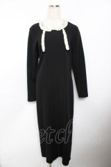 PINK HOUSE / レースリボン襟ニットワンピース F 黒 Y-25-11-30-162-LO-OP-SZ-ZY