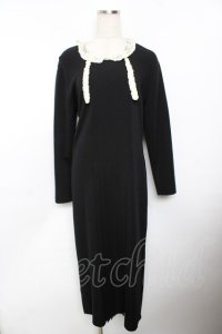 PINK HOUSE / レースリボン襟ニットワンピース F 黒 Y-25-11-30-162-LO-OP-SZ-ZY