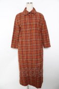 powder / チェック柄ウールワンピース F オレンジ Y-25-11-30-168-LO-OP-SZ-ZY
