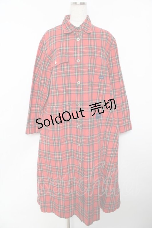 画像1: powder / タータンチェック柄ワンピース F 赤 Y-25-11-30-169-LO-OP-SZ-ZT614 (1)