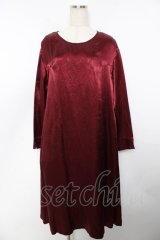 powder / フロント刺繍サテンワンピース F ワイン Y-25-11-30-171-LO-OP-SZ-ZY