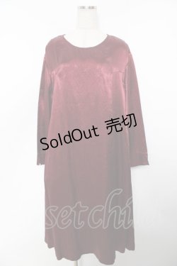 画像1: powder / フロント刺繍サテンワンピース F ワイン Y-25-11-30-171-LO-OP-SZ-ZY