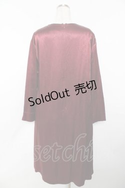 画像2: powder / フロント刺繍サテンワンピース F ワイン Y-25-11-30-171-LO-OP-SZ-ZY