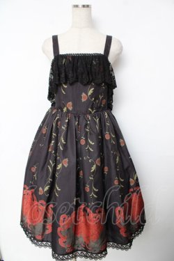 画像1: Chalmiere / 菊と狐柄ジャンパースカート M 黒 Y-25-11-30-179-LO-OP-SZ-ZY