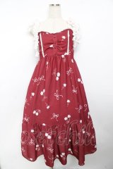 axes femme / チェリー柄フリルリボンワンピース F 赤 Y-25-11-30-185-AX-OP-SZ-ZI