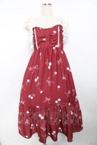 axes femme / チェリー柄フリルリボンワンピース F 赤 Y-25-11-30-185-AX-OP-SZ-ZI