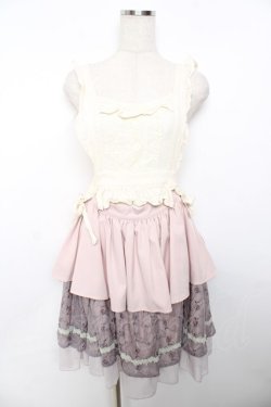 画像1: axes femme kawaii / エプロン風ジャンパースカート M 淡ピンク Y-25-11-30-187-AX-OP-SZ-ZY