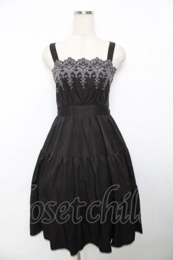 画像1: axes femme POETIQUE / スカラップ刺繍キャミワンピース M 黒 Y-25-11-30-190-AX-OP-SZ-ZY
