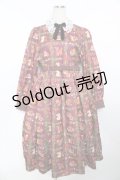 axes femme Kawaii / 森のケーキ屋さん柄ワンピース M ワイン Y-25-11-30-191-AX-OP-SZ-ZI