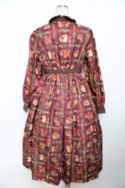 画像2: axes femme kawaii / 森のケーキ屋さん柄ワンピース M ワイン Y-25-11-30-191-AX-OP-SZ-ZY