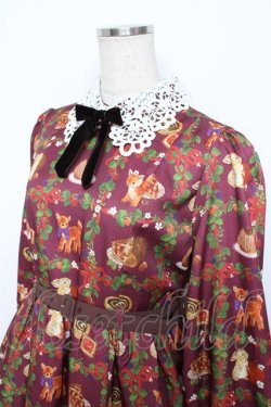画像3: axes femme kawaii / 森のケーキ屋さん柄ワンピース M ワイン Y-25-11-30-191-AX-OP-SZ-ZY