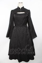 axes femme POETIQUE / チャイナスリット袖ロングワンピース M 黒 Y-25-11-30-193-AX-OP-SZ-ZY