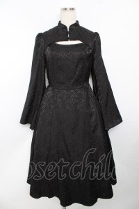 axes femme POETIQUE / チャイナスリット袖ロングワンピース M 黒 Y-25-11-30-193-AX-OP-SZ-ZY