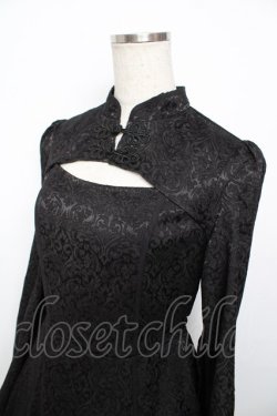 画像3: axes femme POETIQUE / チャイナスリット袖ロングワンピース M 黒 Y-25-11-30-193-AX-OP-SZ-ZY