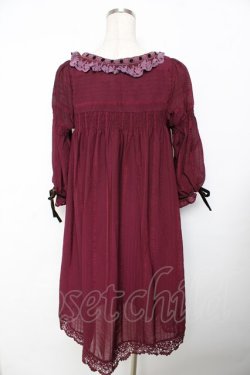 画像2: axes femme kawaii / はしごレースリボンワンピース M ワイン Y-25-11-30-196-AX-OP-SZ-ZY