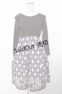 画像1: axes femme / ドッキングワンピース  ブラウン×紺 Y-25-11-30-198-AX-OP-SZ-ZI