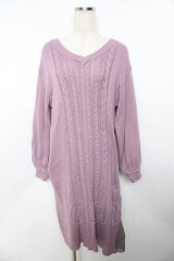 axes femme / スリットロングニットワンピ  ラベンダー Y-25-11-30-200-AX-OP-SZ-ZY