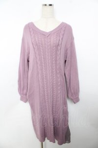 axes femme / スリットロングニットワンピ  ラベンダー Y-25-11-30-200-AX-OP-SZ-ZI