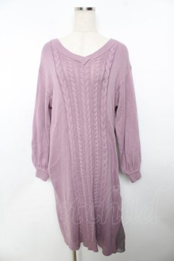 画像1: axes femme / スリットロングニットワンピ  ラベンダー Y-25-11-30-200-AX-OP-SZ-ZY