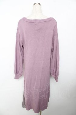 画像2: axes femme / スリットロングニットワンピ  ラベンダー Y-25-11-30-200-AX-OP-SZ-ZY