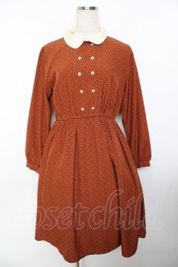 画像1: F i.n.t / 小紋柄ダブル釦ワンピース F ダークオレンジ Y-25-11-30-203-CA-OP-SZ-ZY