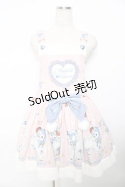画像1: ANCEL'S HEART / ひつじプリントフードサロペット M ピンク Y-25-11-30-205-LO-OP-SZ-ZY