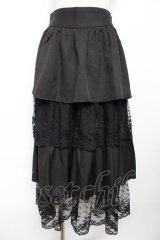 axes femme POETIQUE / レース使いティアードスカート M 黒 Y-25-11-30-218-AX-SK-SZ-ZI