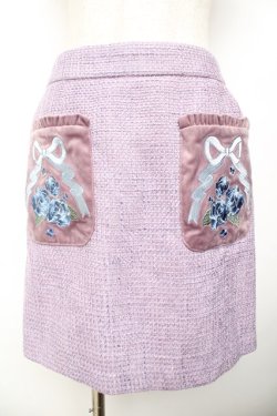 画像1: axes femme kawaii / 刺繍ポケットスカート M ラベンダー Y-25-11-30-224-AX-SK-SZ-ZY