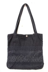 powder / コットンレースミニトートバッグ  紺 Y-25-11-30-027-LO-BG-SZ-ZY