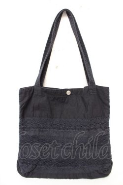 画像1: powder / コットンレースミニトートバッグ  紺 Y-25-11-30-027-LO-BG-SZ-ZY