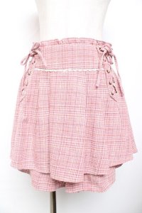 axes femme kawaii / ツイードキュロット M ピンク Y-25-11-30-230-AX-PA-SZ-ZI