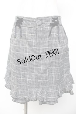 画像1: axes femme Kawaii / 裾フリルチェック柄スカート M 黒 Y-25-11-30-231-AX-SK-SZ-ZS