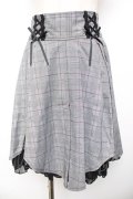 axes femme kawaii / 編み上げチェック柄ミディスカート M グレー Y-25-11-30-232-AX-SK-SZ-ZY