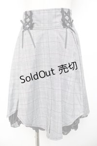 axes femme kawaii / 編み上げチェック柄ミディスカート M グレー Y-25-11-30-232-AX-SK-SZ-ZY