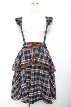 画像1: axes femme Kawaii / ペプラム付きスカート M 紺え Y-25-11-30-233-AX-SK-SZ-ZI