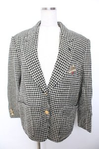 INGEBORG / エンブレムワッペン付き千鳥柄ジャケット F ベージュ×黒 Y-25-12-01-053-LO-JA-SZ-ZY