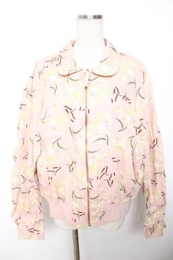 画像1: INGEBORG / 百合総柄ブルゾン F ピンク Y-25-12-01-063-LO-JA-SZ-ZY